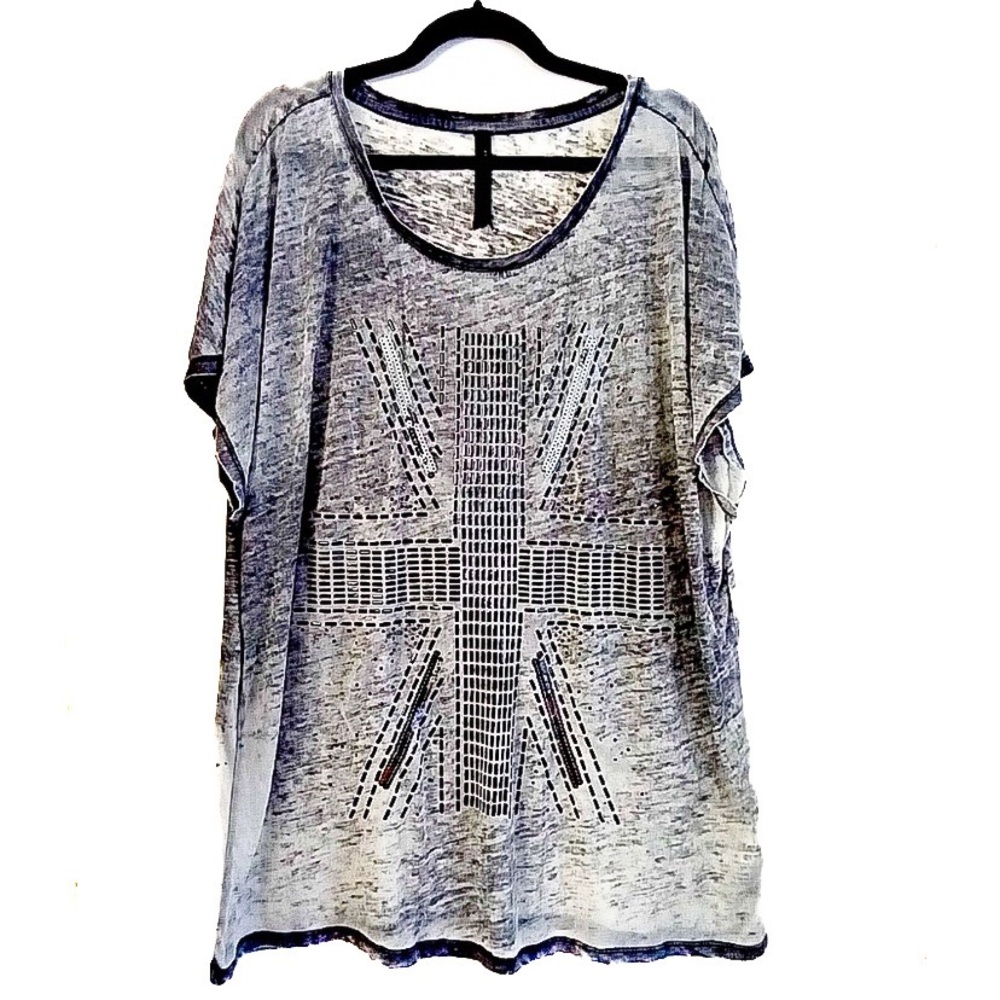 SEVEN7 Luxury embellished UK flag tee